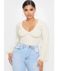 Prettylittlething cream milkmaid top